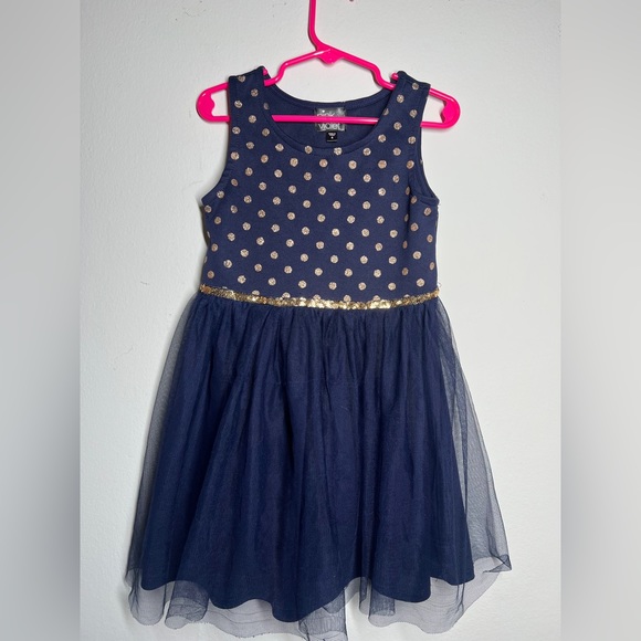 SIZE 6 girls - Blue and gold party dress 🥳 - Picture 1 of 4